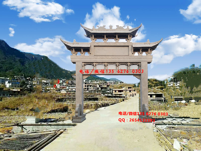 村莊石頭門樓圖片進村門效果圖